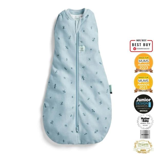 Organic All Year Cocoon Swaddle Sleeping Bag - Blue Dragonflies - 1.0 TOG