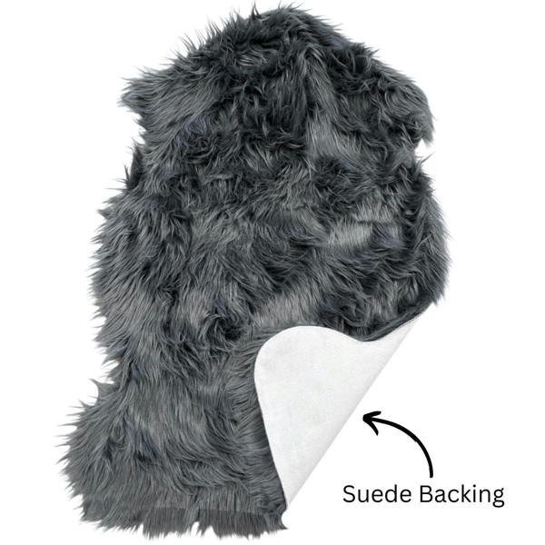 Faux Rabbit Fur Rug Dark Grey 60x90cm