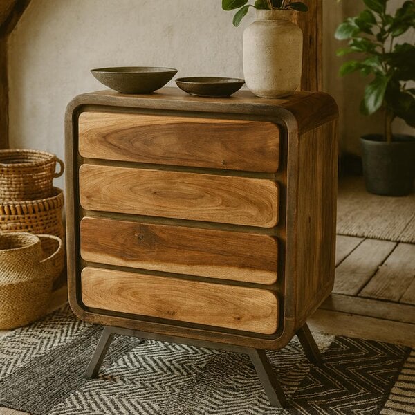 Wyld Haus Los Angeles Reclaimed Wood and Metal 4 Drawer Wide Storage Chest