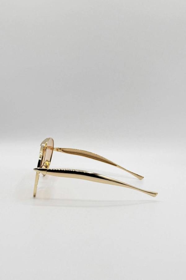 SVNX Metal Aviator Sunglasses With Chunky Arm