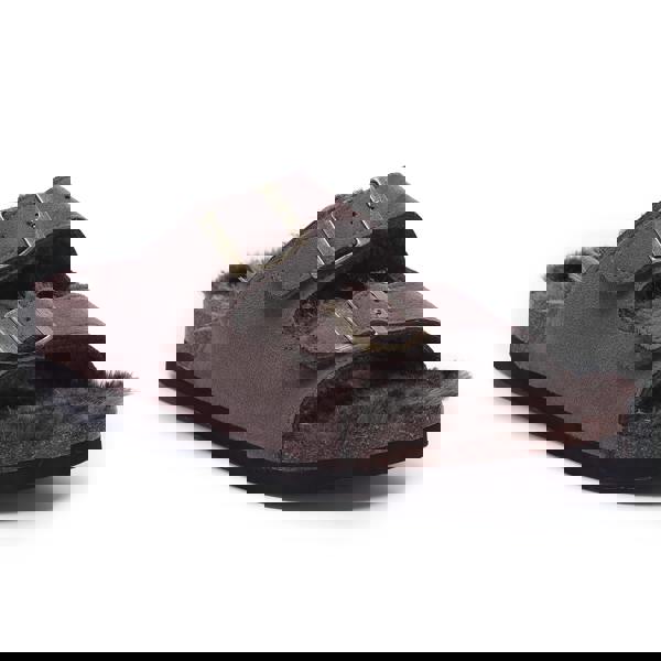 VIVASHOES Twin Strap Big Buckle Suede Cozy Slide Sandals for Women