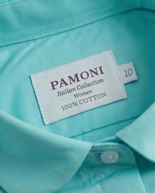 Pamoni Women's Fitted Aqua Cotton Shirt