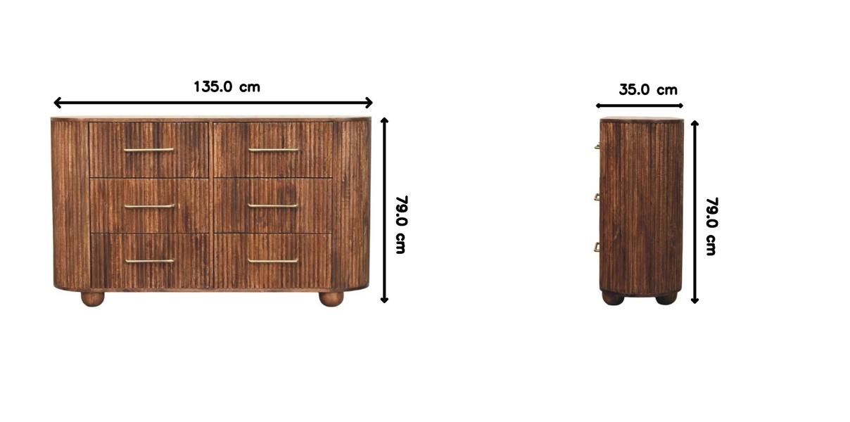Artisan Furniture Solid Wood Ridgefront Chest – Roasted Almond, 3 Drawers, Brown