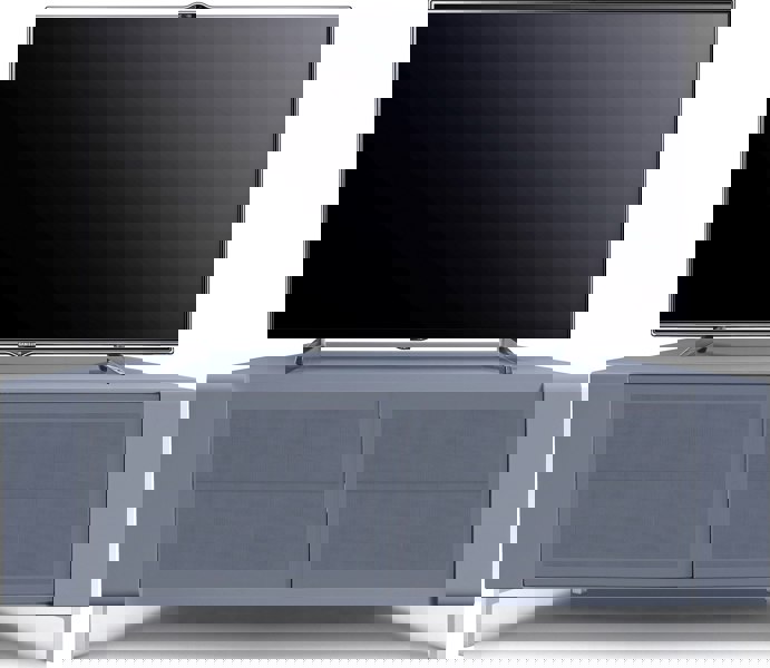 MDA Designs CORVUS Corner-Friendly Grey BeamThru Glass Doors with Grey Profiles Contemporary Cabinet for Flat Screen TVs up to 50"