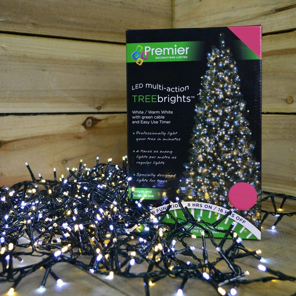 Samuel Alexander 2000 LED 50m Indoor Outdoor Christmas Multi Function Mains Operated String Lights with Timer in Cool & Warm White