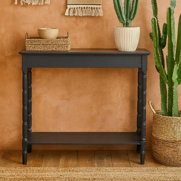 Wyld Haus Ploumanach  Black Wooden Console Bottom Shelf