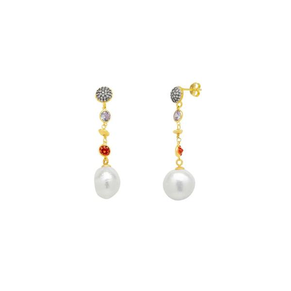 Spero London Chunky Baroque Pearl Drop Sterling Silver Earring