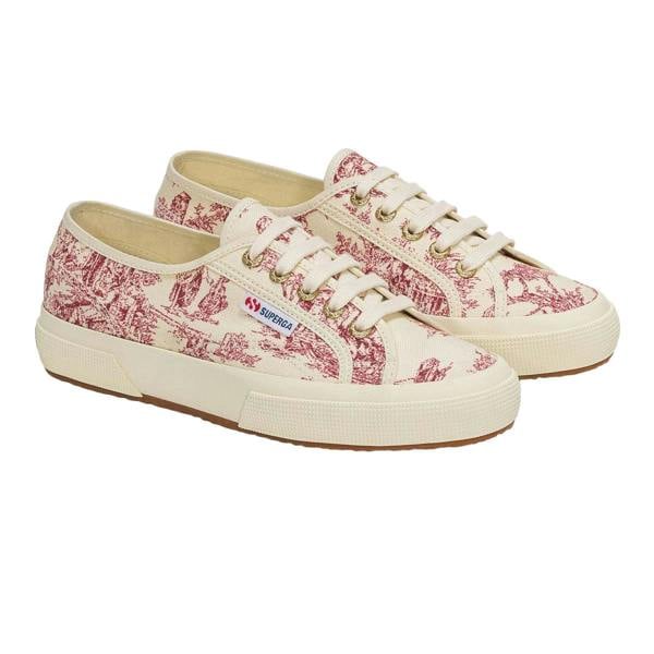 Superga Unisex Adult Toile De Jouy Trainers - Beige Natural/Red - 