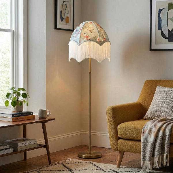 1920s Vintage Duck Egg Lamp Shade with Vibrant Flowers and Birds Decor Image 6