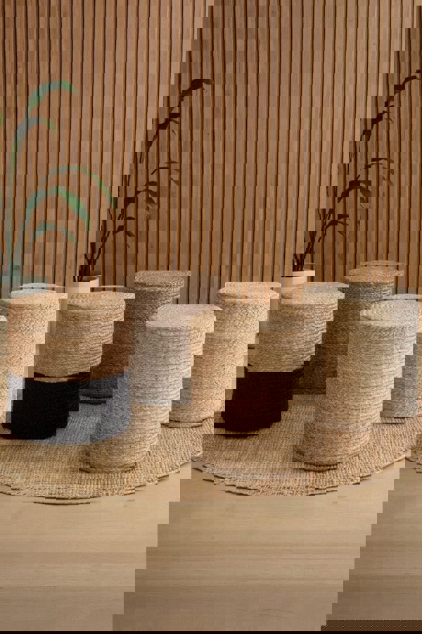 The Rugs Jutta Natural Jute Pouf - Handmade Boho Style