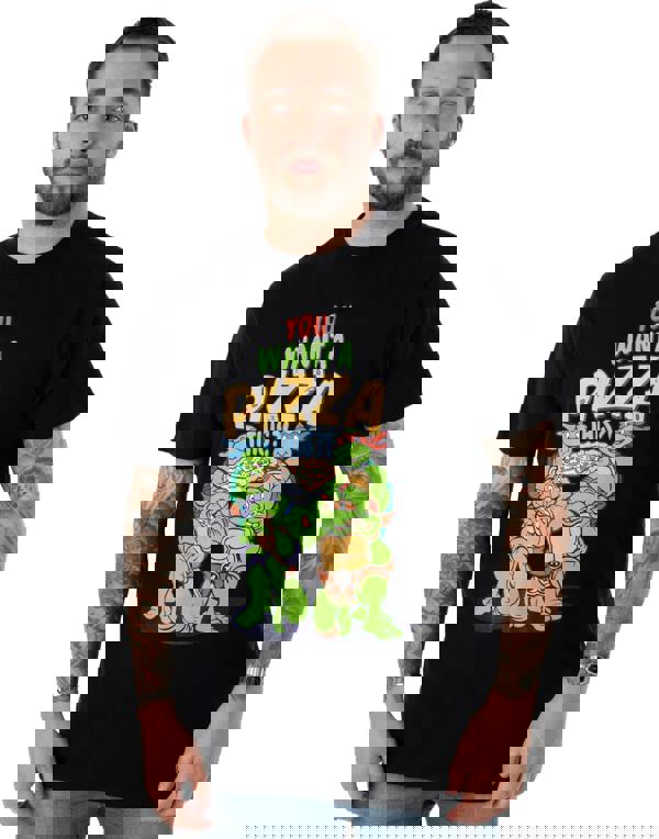 Teenage Mutant Ninja Turtles Mens Black You Want A Pizza This Short Sleeved T-Shirt