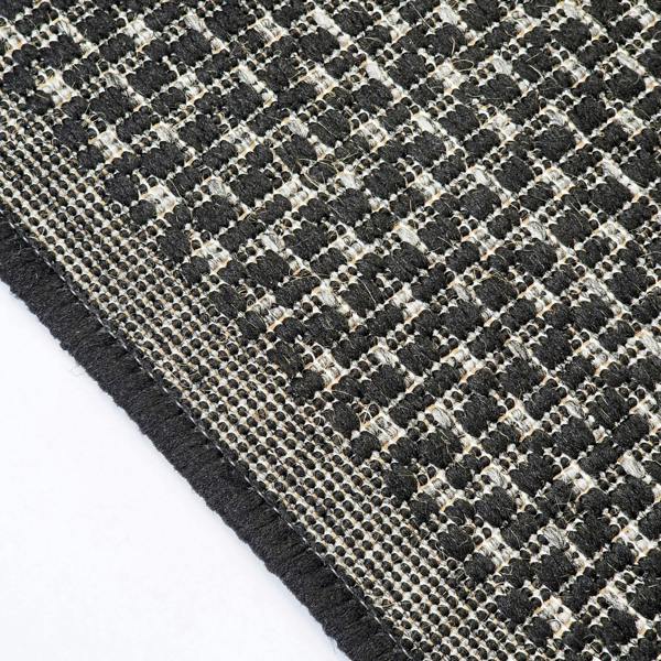 Viva Rugs Non-Slip Black Kitchen Rug Plain Solid Design Flat Weave Sisal Look Mat and Runner