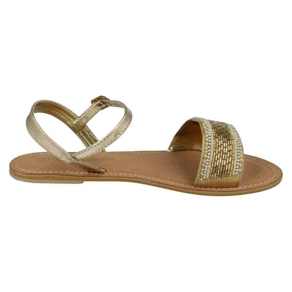 Spot On Ladies Spot On Leather Collection Beaded Sandals
