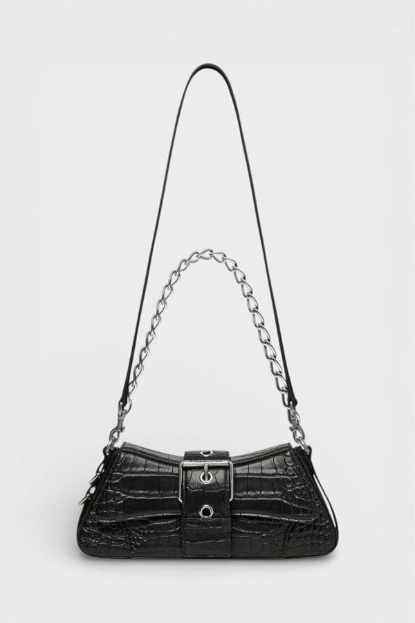 Balenciaga Lindsay Leather Shoulder Bag Black