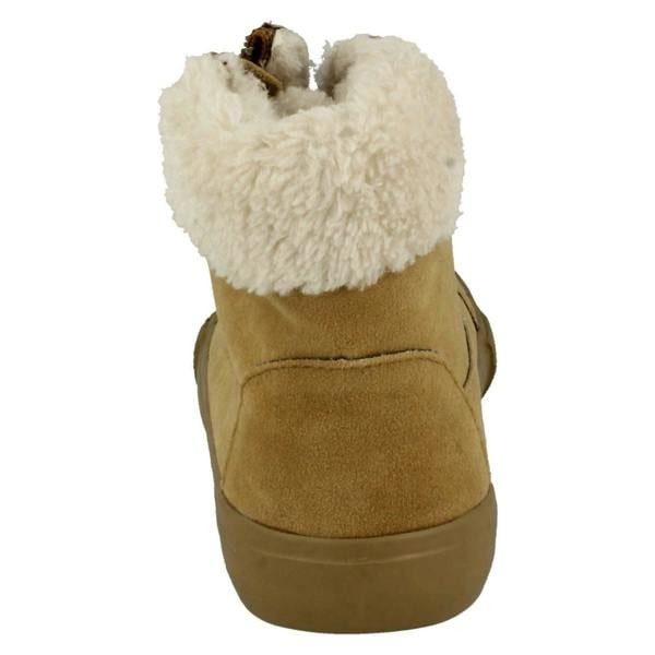 Spot On Girls Spot On Casual Suedette Ankle Boots with Faux Fur Lining