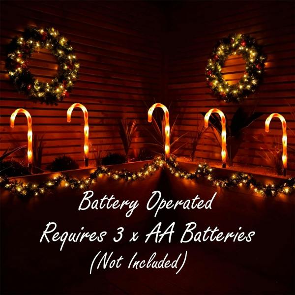 55cm Outdoor Red Candy Cane Lights Set of 5, Battery Operated with 8 Modes and Timer image 5