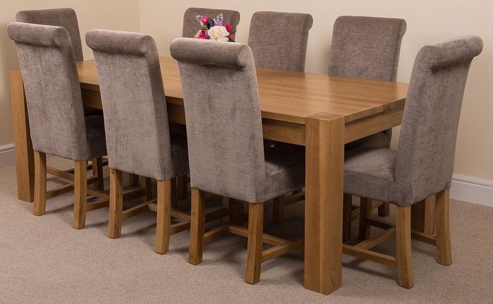 That's Furniture Kuba Extra Large Oak Dining Table with Washington Fabric Chairs