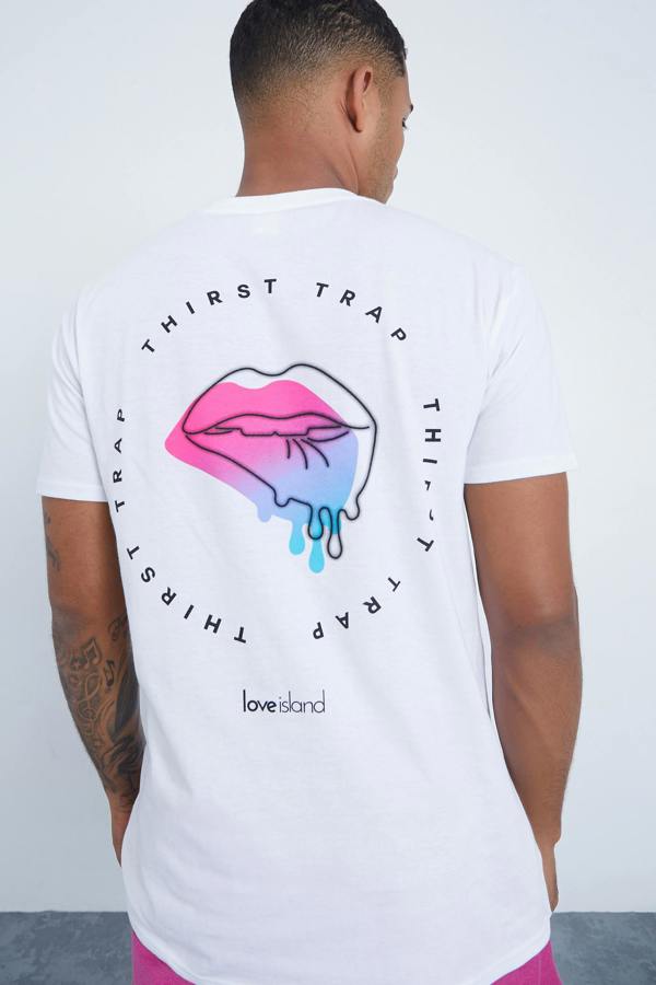Smart Living Mens Love Island Lips T-Shirt - White