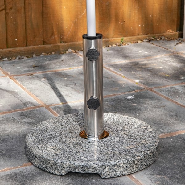 Samuel Alexander 15kg Round Granite Garden Parasol / Umbrella Base Weight Stainless Steel Pole