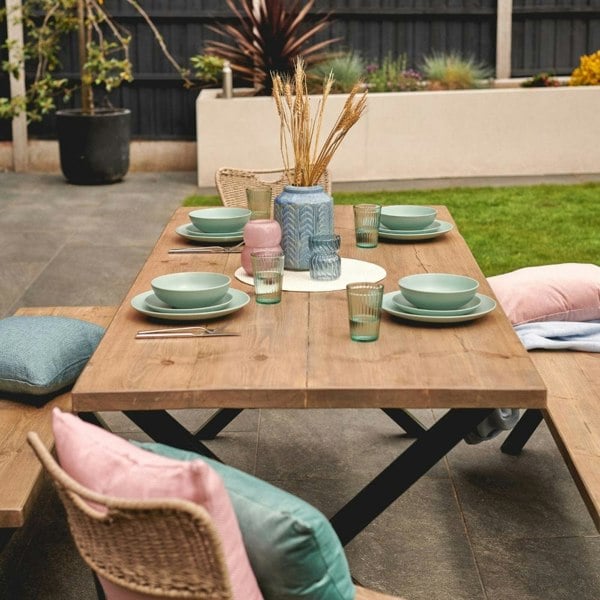  Rugger Brown Rustic Wood Outdoor Dining Table 