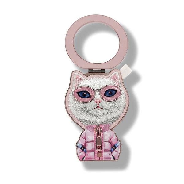 Nimmy Friends Nimmy Cool & Cute 2.0 White Rich & Beauty Cat Embroidery Magnetic Stand with MagSafe Pink - N-KM-BSZJ-04