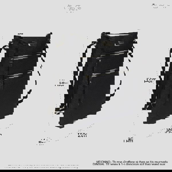 Assots London 'CORI' Black Pebble Grain Real Leather Crossbody Bag