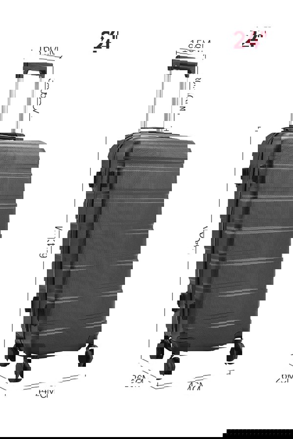 Living and Home Hardshell Rolling Luggage Trolley Travel Suitcase With Combination Lock - 24" Black