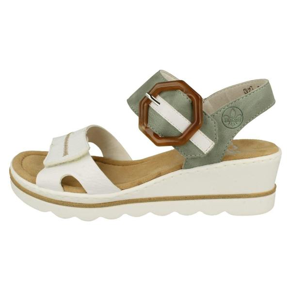 Rieker Ladies Rieker Buckle Detailed Wedge Heeled Sandals 67476