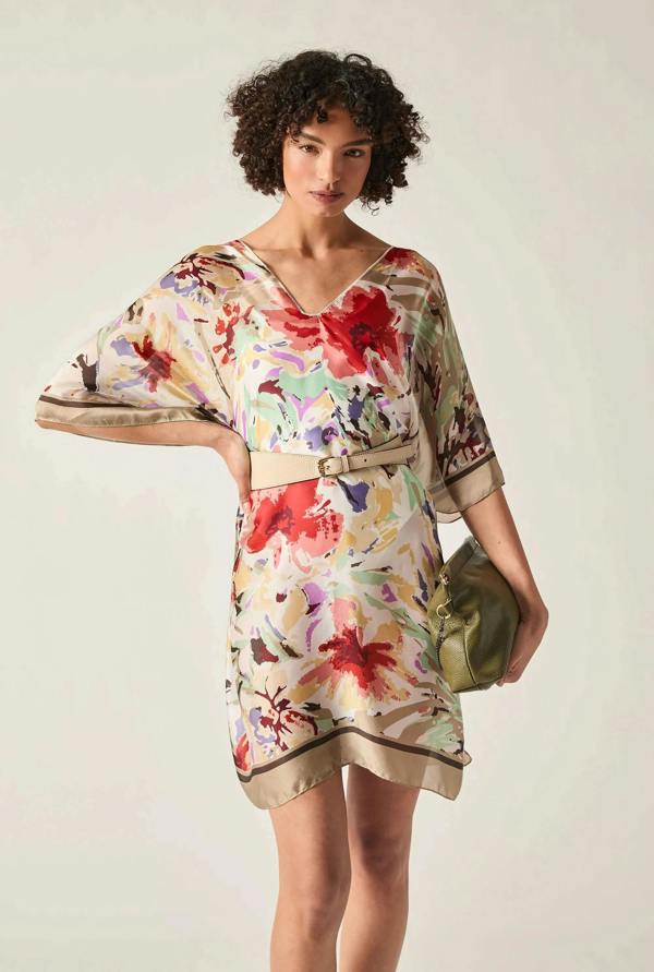 James Lakeland Beige Floral Mosaic Kaftan