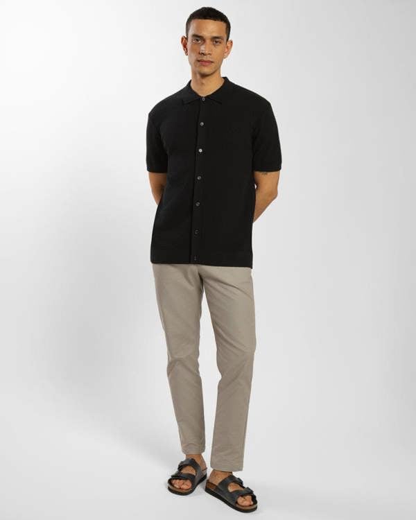 Steel & Jelly Textured Knitted Polo Shirt