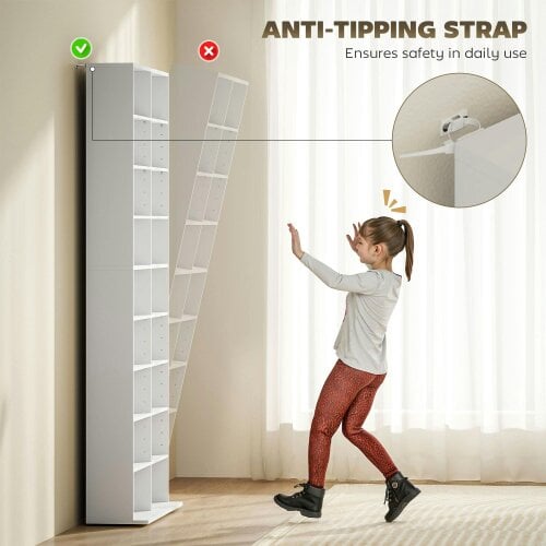 Wyld Haus Latota Wood White Tall Media Storage Tower With 640 Disc Capacity