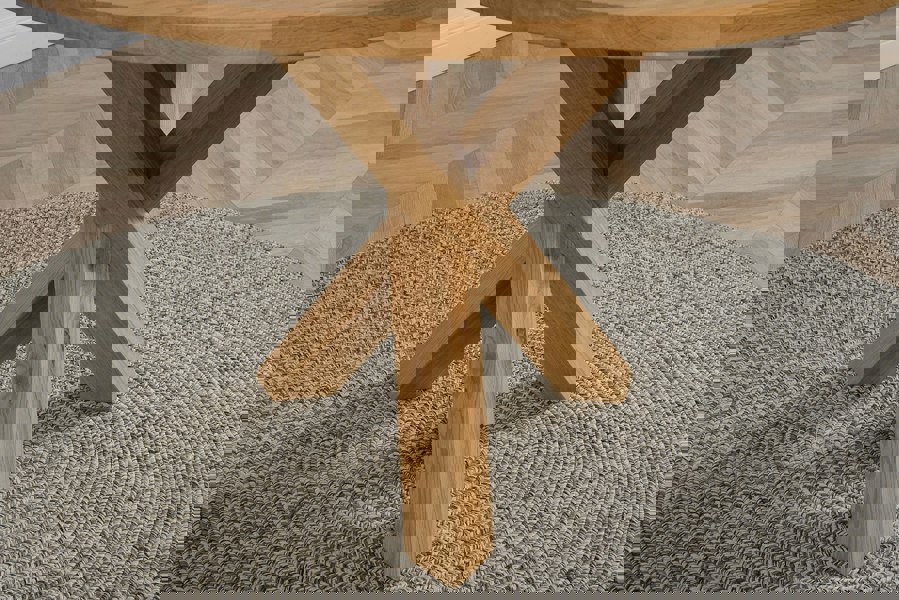 That's Furniture Oregon Round Oak Dining Table with Washington Fabric Chairs