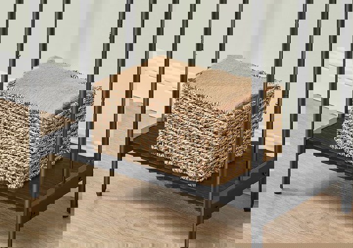 Modcraft Freestanding 3-Bar Towel Rack with Hooks & Storage Shelf, Ink Black, 50x30x100 cm