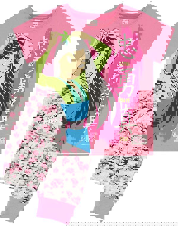 Disney Girls Pink Mulan Short Sleeve Long Leg Pyjama Set