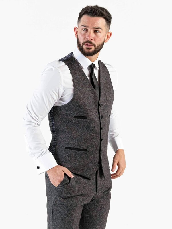 V2 Classic Herringbone - Dark Grey Three Piece Suit