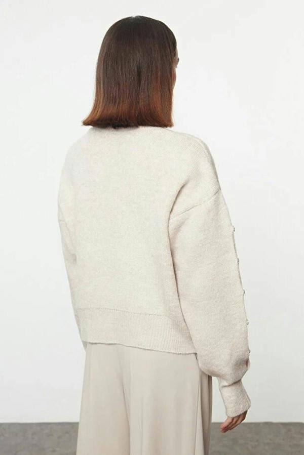 WOVCOR Soft Textured Button Detailed Knit Sweater