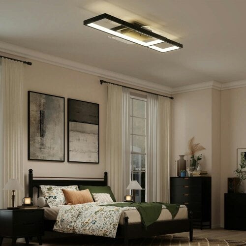 Bobobiy LED Ceiling Light, Flush Mount Ceiling Lamp with 3000-6000K Colour Temperatures, Black