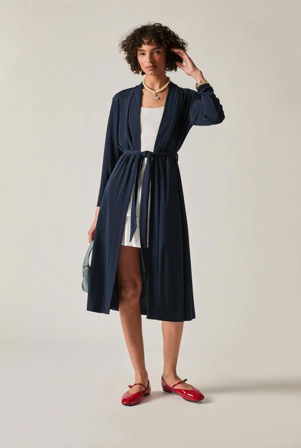 James Lakeland Navy Jersey Longline Cardigan