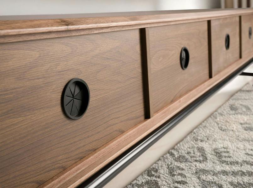 Angel Cerdá TV Stand in Matt Dark Grey Wood, Black Steel and Walnut Top 3265