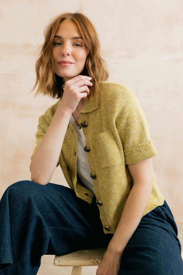 Lily & Me Phoebe Short Sleeve Knitted Jacket Lime
