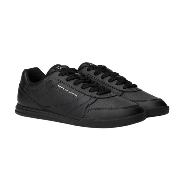 Tommy Hilfiger Mens Lopro Leather Trainers - Black - 