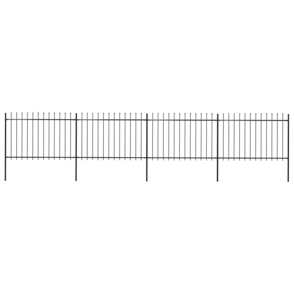 Berkfield Garden Fence with Spear Top Steel 6.8x1.2 m Black