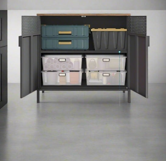 Modcraft Rustic Brown & Black Floor Standing Storage Cabinet with Door and Adjustable Shelf