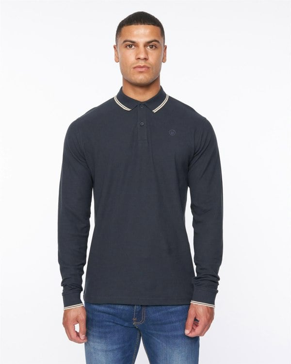 Duck and Cover Roxberry Long Sleeve Polo Navy