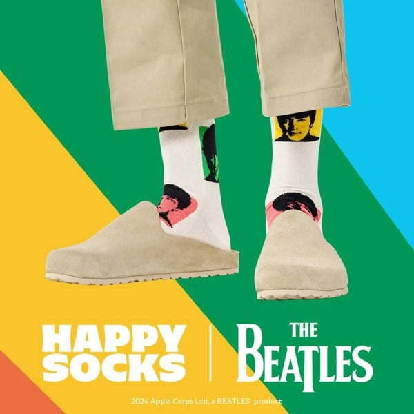 Happy Socks - The Beatles Silhouettes Socks, White - Boxers - and - Briefs.net