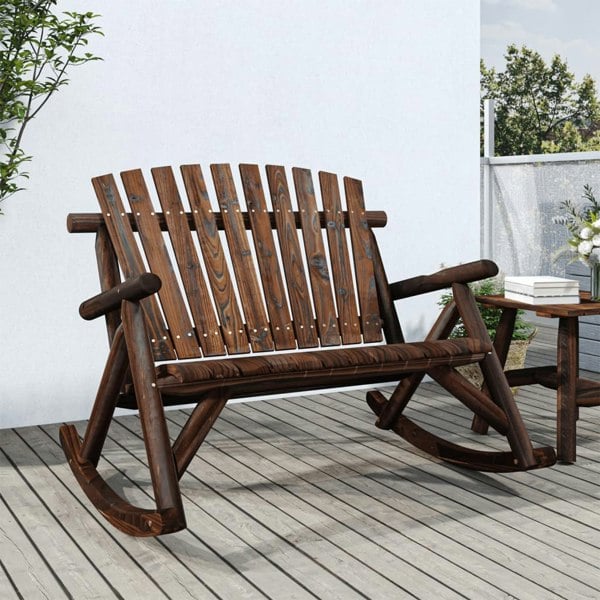 Berkfield 2-Seater Garden Rocking Bench 123x96x102 cm Solid Wood Spruce