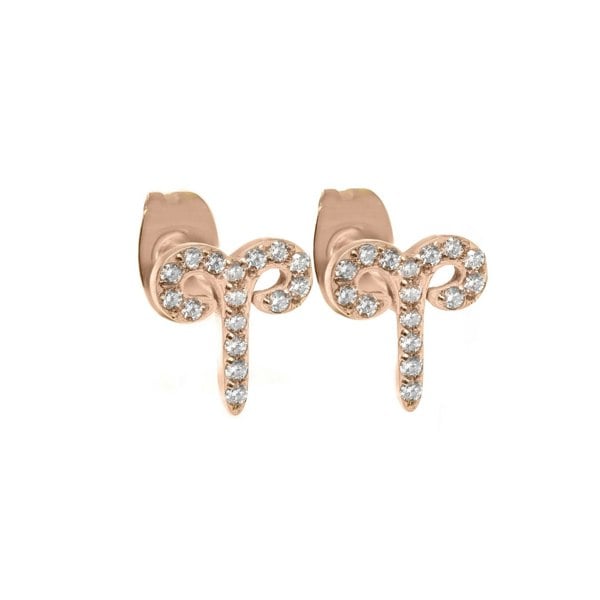 Say It With Aries Earrings with CZ Stones - Rose Gold Plated