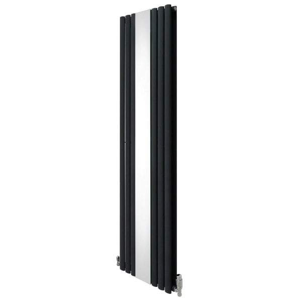 Oval mirror radiator in anthracite grey, 1800mm x 500mm, featuring sleek, vertical lines and a modern design for stylish heating