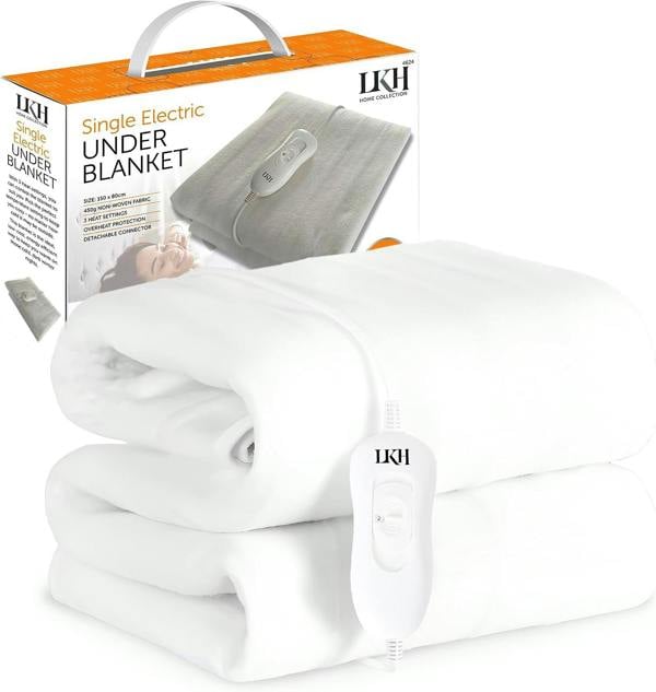 LKH HOME COLLECTION Electric Blanket Underblanket with 3 Heat Settings Dual Detachable Controller, Fast Heat-Up & Overheat Protection