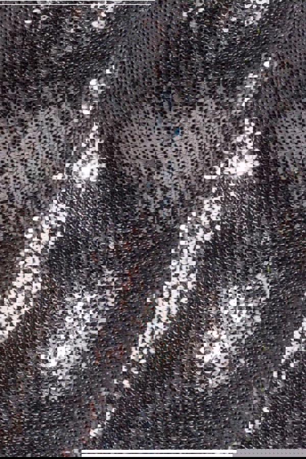 Liquid Sequin Jumpsuit With Corsage - Silver TR380